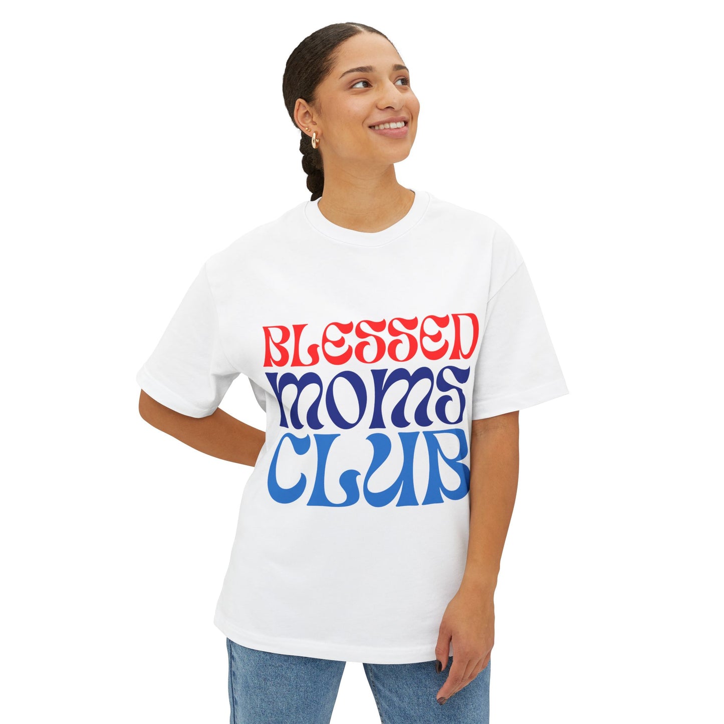 "Blessed Moms Club" Unisex Oversized Boxy Tee Version